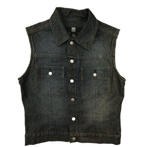 Marithe Francois Girbaud Women's Vintage Dark Wash Denim Vest Y2K size‎ Small